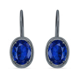 Oval Solitaire Drop Dangle Leverback Earring Cubic Zirconia 925 Sterling Silver