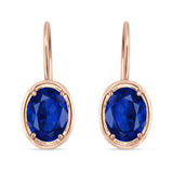 Oval Solitaire Drop Dangle Leverback Earring Cubic Zirconia 925 Sterling Silver