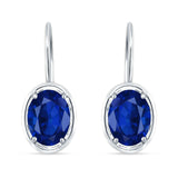 Oval Solitaire Drop Dangle Leverback Earring Cubic Zirconia 925 Sterling Silver