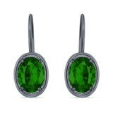 Oval Solitaire Drop Dangle Leverback Earring Cubic Zirconia 925 Sterling Silver