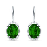 Oval Solitaire Drop Dangle Leverback Earring Cubic Zirconia 925 Sterling Silver