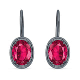Oval Solitaire Drop Dangle Leverback Earring Cubic Zirconia 925 Sterling Silver
