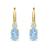 Oval Drop Dangle Charm Leverback Earring Cubic Zirconia 925 Sterling Silver