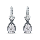 Pear Teardrop Twisted Infinity Stud Earring Cubic Zirconia 925 Sterling Silver