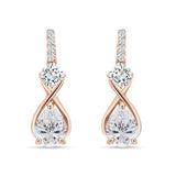 Pear Teardrop Twisted Infinity Stud Earring Cubic Zirconia 925 Sterling Silver