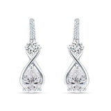 Pear Teardrop Twisted Infinity Stud Earring Cubic Zirconia 925 Sterling Silver