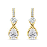 Pear Teardrop Twisted Infinity Stud Earring Cubic Zirconia 925 Sterling Silver