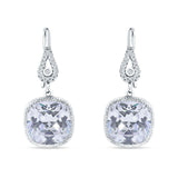 Cushion Drop Dangle Pear Fishhook Earring Cubic Zirconia 925 Sterling Silver