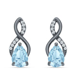 Pear Teardrop Infinity Stud Earring Cubic Zirconia 925 Sterling Silver