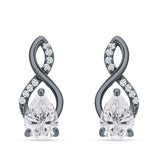 Pear Teardrop Infinity Stud Earring Cubic Zirconia 925 Sterling Silver