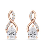 Pear Teardrop Infinity Stud Earring Cubic Zirconia 925 Sterling Silver