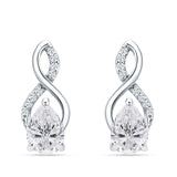 Pear Teardrop Infinity Stud Earring Cubic Zirconia 925 Sterling Silver