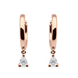 Pear Teardrop Charm Hoop Earring Cubic Zirconia 925 Sterling Silver