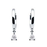 Pear Teardrop Charm Hoop Earring Cubic Zirconia 925 Sterling Silver