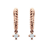 Twisted Rope Dangling Solitaire Hoop Earring Cubic Zirconia 925 Sterling Silver