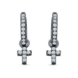 Cross Cluster Drop Dangle Earring Cubic Zirconia 925 Sterling Silver