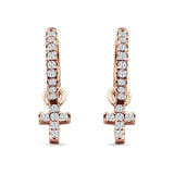 Cross Cluster Drop Dangle Earring Cubic Zirconia 925 Sterling Silver