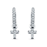 Cross Cluster Drop Dangle Earring Cubic Zirconia 925 Sterling Silver