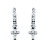 Cross Cluster Drop Dangle Earring Cubic Zirconia 925 Sterling Silver