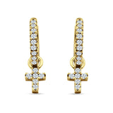 Cross Cluster Drop Dangle Earring Cubic Zirconia 925 Sterling Silver