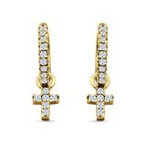 Cross Cluster Drop Dangle Earring Cubic Zirconia 925 Sterling Silver