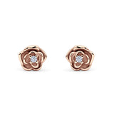 Rose Flower Stud Earrings 8.5mm Cubic Zirconia Solid 925 Sterling Silver