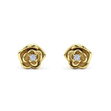 Rose Flower Stud Earrings 8.5mm Cubic Zirconia Solid 925 Sterling Silver
