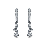 Moon & Star Earring Dangle Hoop Earring Cubic Zirconia 925 Sterling Silver