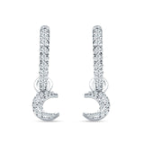 Crescent Moon Charm Huggie Hoop Earring Cubic Zirconia 925 Sterling Silver