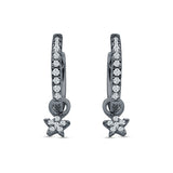 Star Cluster Charm Huggie Hoop Earring Cubic Zirconia 925 Sterling Silver