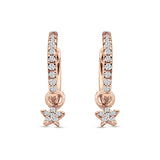Star Cluster Charm Huggie Hoop Earring Cubic Zirconia 925 Sterling Silver