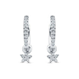 Star Cluster Charm Huggie Hoop Earring Cubic Zirconia 925 Sterling Silver