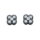 Flower Beaded Designer Stud Earring Cubic Zirconia 925 Sterling Silver