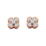 Flower Beaded Designer Stud Earring Cubic Zirconia 925 Sterling Silver