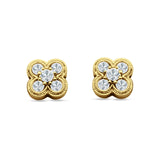 Flower Beaded Designer Stud Earring Cubic Zirconia 925 Sterling Silver