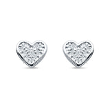 Minimalist Heart Shaped Round Cubic Zirconia Stud Earring 925 Sterling Silver
