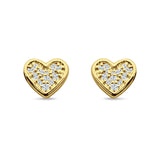 Minimalist Heart Shaped Round Cubic Zirconia Stud Earring 925 Sterling Silver