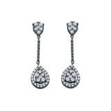 Pear Teardrop Cluster Oblong Stud Earring Cubic Zirconia 925 Sterling silver