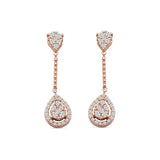 Pear Teardrop Cluster Oblong Stud Earring Cubic Zirconia 925 Sterling silver