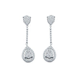 Pear Teardrop Cluster Oblong Stud Earring Cubic Zirconia 925 Sterling silver