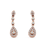 Pear Teardrop Halo Charm Drop Stud Earring Cubic Zirconia 925 Sterling Silver