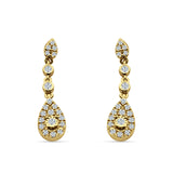 Pear Teardrop Halo Charm Drop Stud Earring Cubic Zirconia 925 Sterling Silver