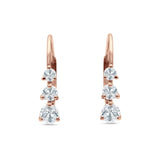 Three Round Graduated Cubic Zirconia Huggie Leverback 925 Sterling Silver