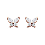 Butterfly Stud Earring Marquise Cut & Round Cubic Zirconia 925 Sterling Silver