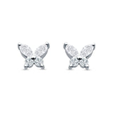Butterfly Stud Earring Marquise Cut & Round Cubic Zirconia 925 Sterling Silver