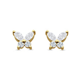 Butterfly Stud Earring Marquise Cut & Round Cubic Zirconia 925 Sterling Silver