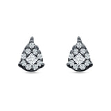 Pear Teardrop Stud Earring Round & Princess Cubic Zirconia 925 Sterling Silver