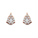 Pear Teardrop Stud Earring Round & Princess Cubic Zirconia 925 Sterling Silver