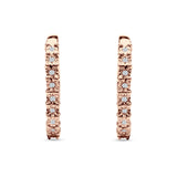 Round Engraved Flower Huggie Hoop Earring Cubic Zirconia 925 Sterling Silver
