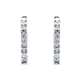 Round Engraved Flower Huggie Hoop Earring Cubic Zirconia 925 Sterling Silver